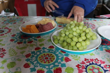 A Midwestern spread. I don't even know where she found the sausage and grapes but it was yummy