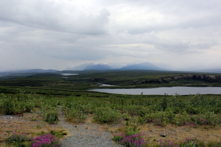 The Wrangel Mountains were largely obscured by clouds but there is a great viewpoint on a clear day at MP13