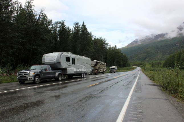 Our rig, Kelly and Bill's, and Jo and Ben's truck camper (they left their Arctic Fox in storage back in Washington)