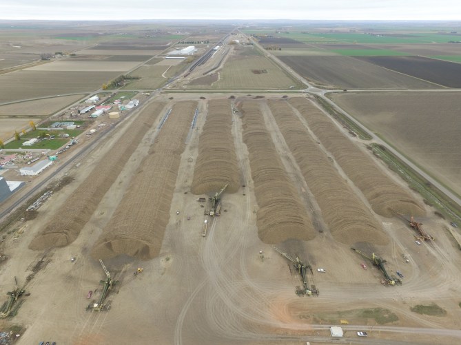 Lee's aerial drone shot of the piles when done. Pile 2 is second from left in picture. Look how pretty