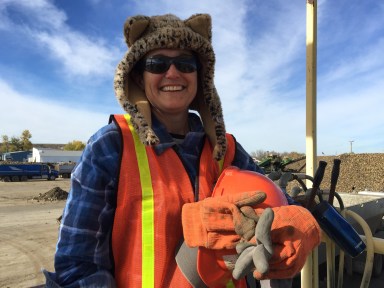 This hat made people smil and incidently was extremely warm. I really had to jam down the hardhat though to get it on :)