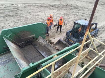 If it's a bad spill we call over a bobcat to clean them up