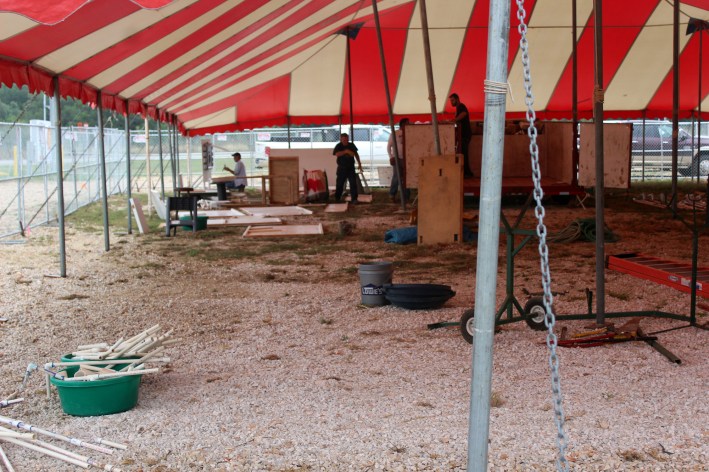 Unloading the trailer