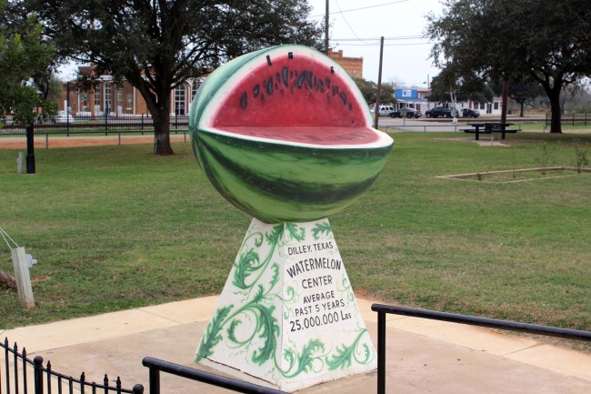And a watermelon statue