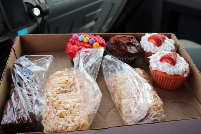 Picked up these yummy cupcakes for 50 cents a piece to support the local cheerleading group